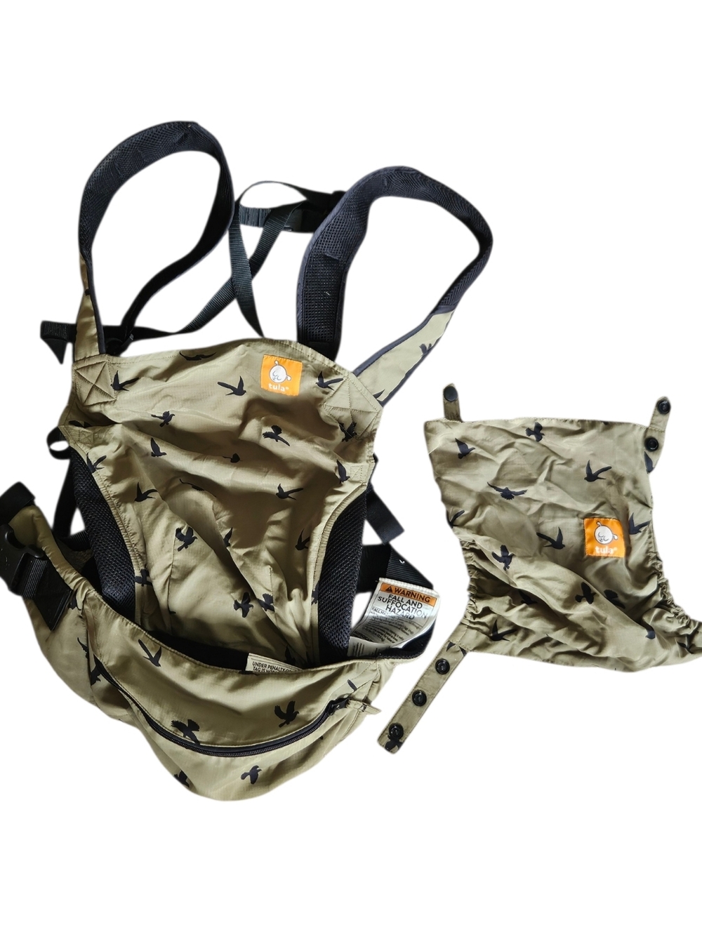 Tula Lite Compact Carrier Olive Green Bird Travel Packable Fanny Pack